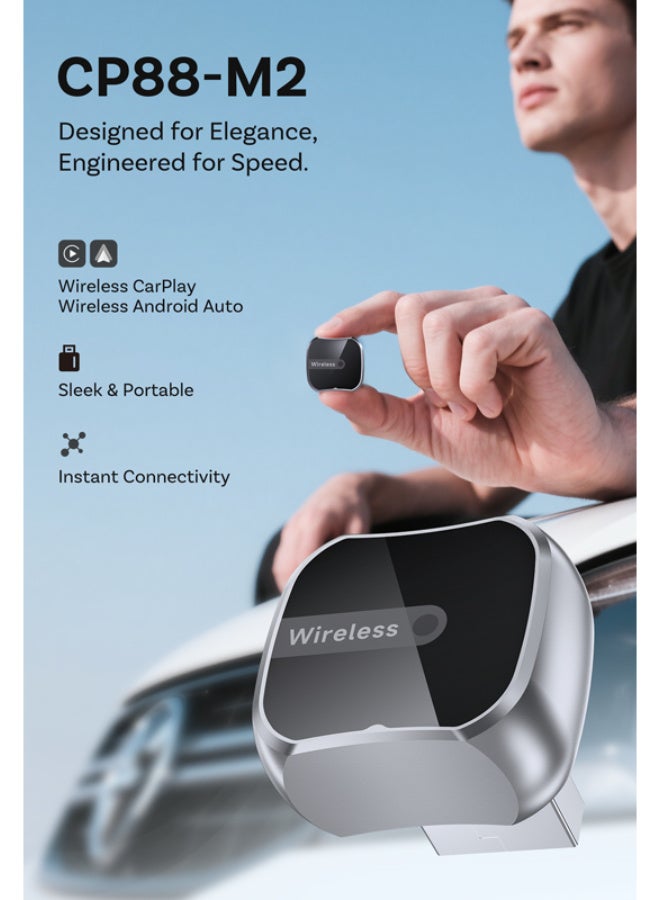 SYXUMLKLS 2-in-1 Wireless CarPlay & Android Auto Adapter, Plug & Play CarPlay Dongle Converts Wired to Wireless,No Delay, Compact Design for iPhone & Android with USB/USB-C Port - Image 2